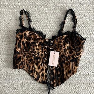 Missguided Cheetah print lace up corset top